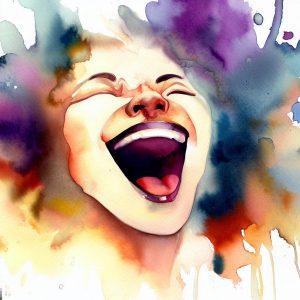 AI generated watercolor interpretation of the power of laughter in nature