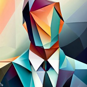 AI generated Origami graphic art rendition of a business man from Miami