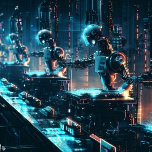 AI generated Cyberpunk interpretation AI in Manufacturing: